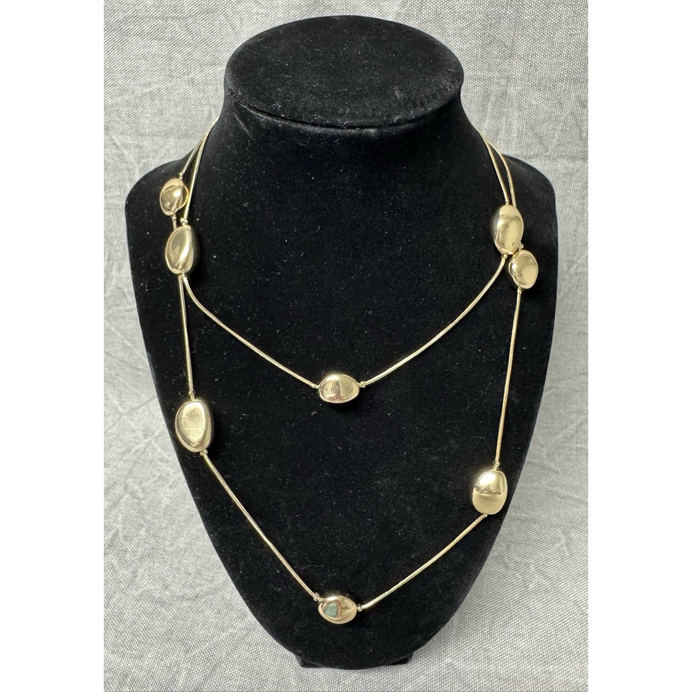 Vintage 16" Long Statement Gold Tone Necklace Classic Style Dressy Or Casual